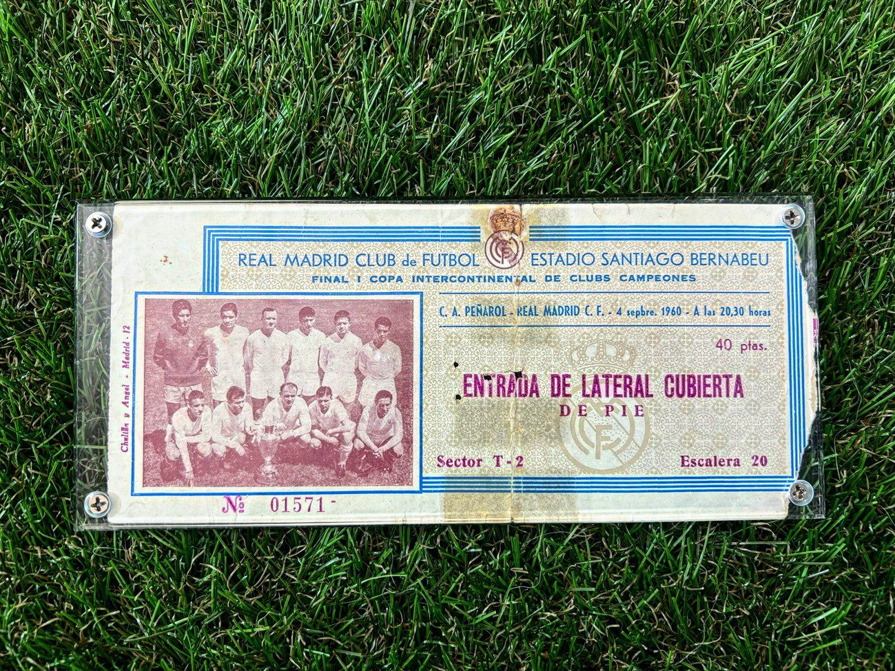 Entrada del 4 de Septiembre de 1960 del partido de vuelta de la copa intercontinental.