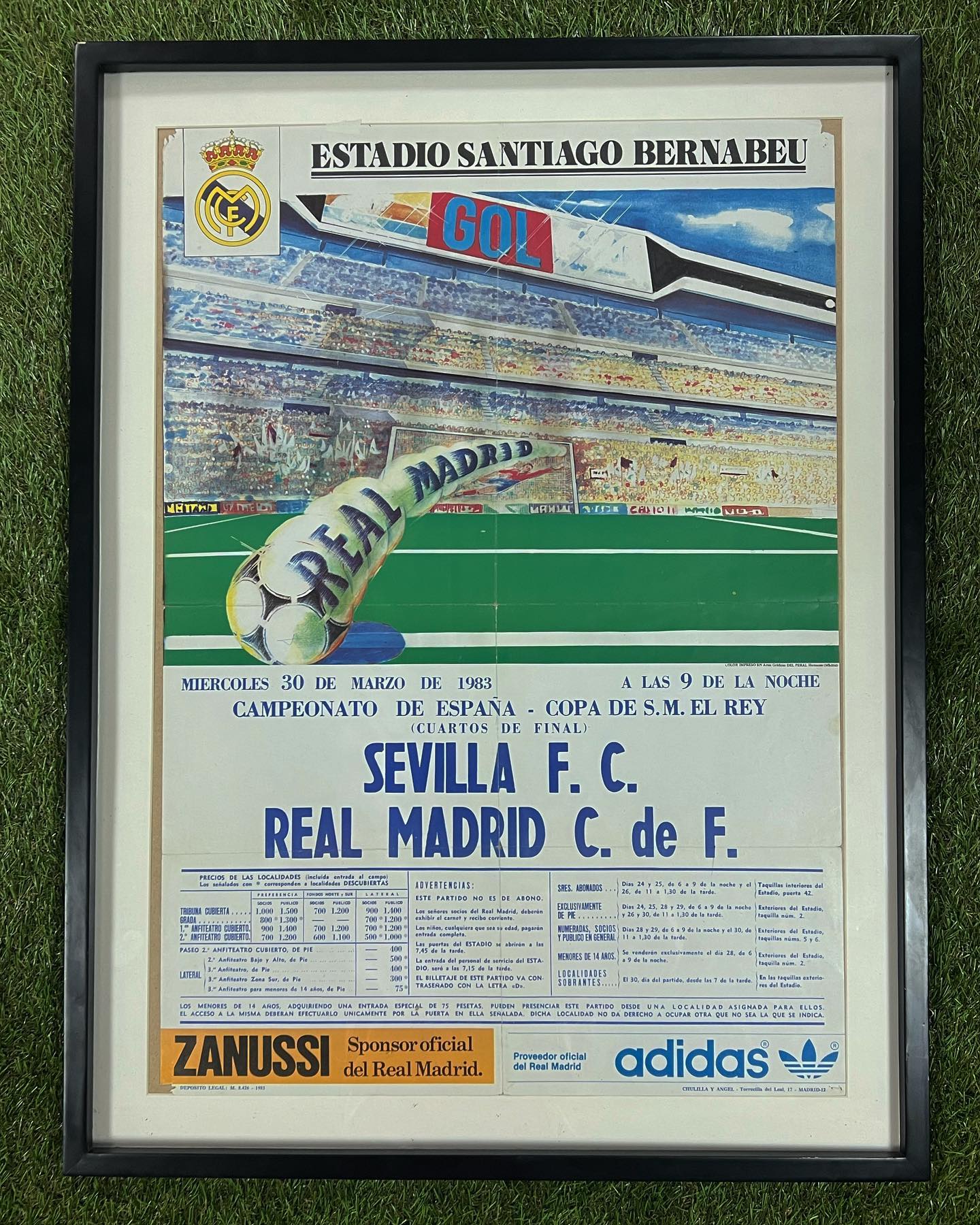 Cartel del Sevilla FC vs Real Madrid 1983